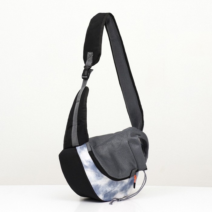 Сумка-переноска  Сумка-переноска "Слинг" с креплением для ошейника, 45 х 11 х 24 см, бело-серая