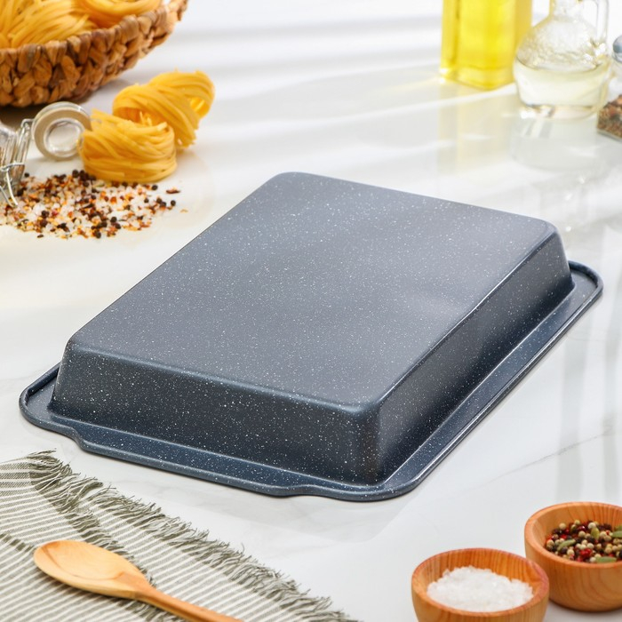 Противень Доляна «Прямоугольник. Элин», 40,5×27×4,5 см, антипригарное покрытие, цвет серый Противень Доляна «Прямоугольник. Элин», 40,5×27×4,5 см, антипригарное покрытие, цвет серый