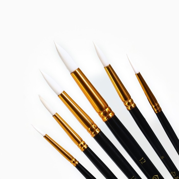 Кисть для рисования набор 6 шт. синтетика круглые № 2,4,6,8,10,12 Кисть для рисования набор 6 шт. синтетика круглые № 2,4,6,8,10,12