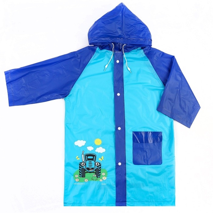 Дождевик детский, размер L, 110-120 см , Синий трактор Дождевик детский, размер L, 110-120 см , Синий трактор