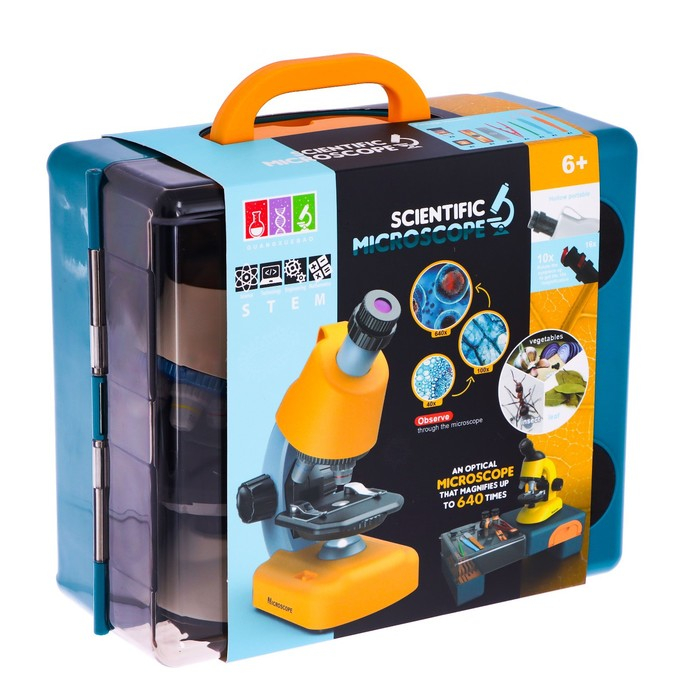 Микроскоп детский «Набор биолога в чемодане» кратность х40, х100, х640, подсветка, цвет белый Микроскоп детский «Набор биолога в чемодане» кратность х40, х100, х640, подсветка, цвет белый