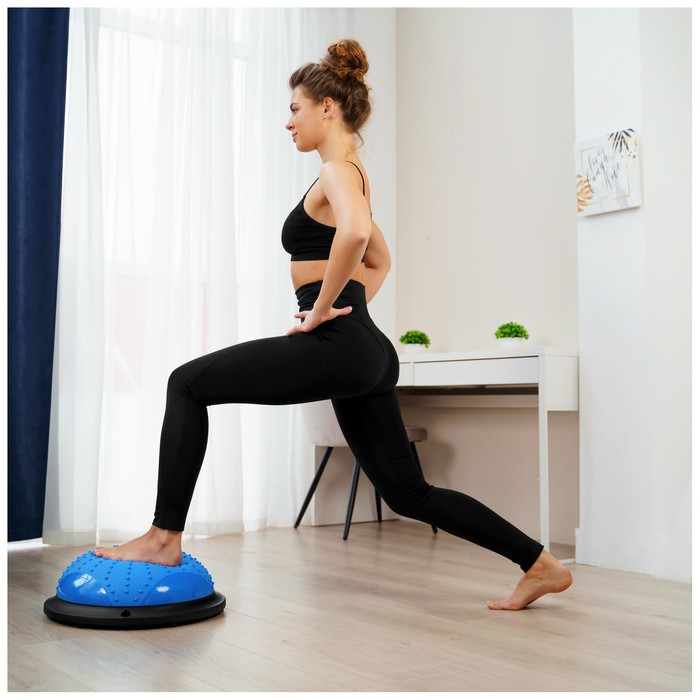 Полусфера BOSU гимнастическая ONLYTOP, массажная, с насосом, 46х20 см, цвет синий Полусфера BOSU гимнастическая ONLYTOP, массажная, с насосом, 46х20 см, цвет синий