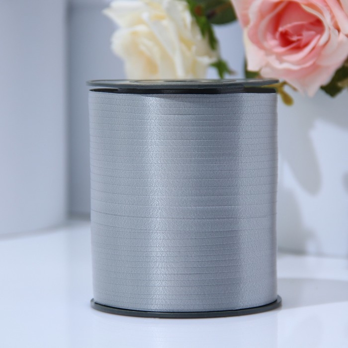 Лента для декора и подарков 0,5 см х 500 м, серебристая Лента для декора и подарков 0,5 см х 500 м, серебристая