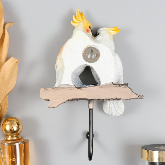 Крючок декоративный полистоун лак Крючок декоративный полистоун лак "Два какаду" 14,5х5,5х22см