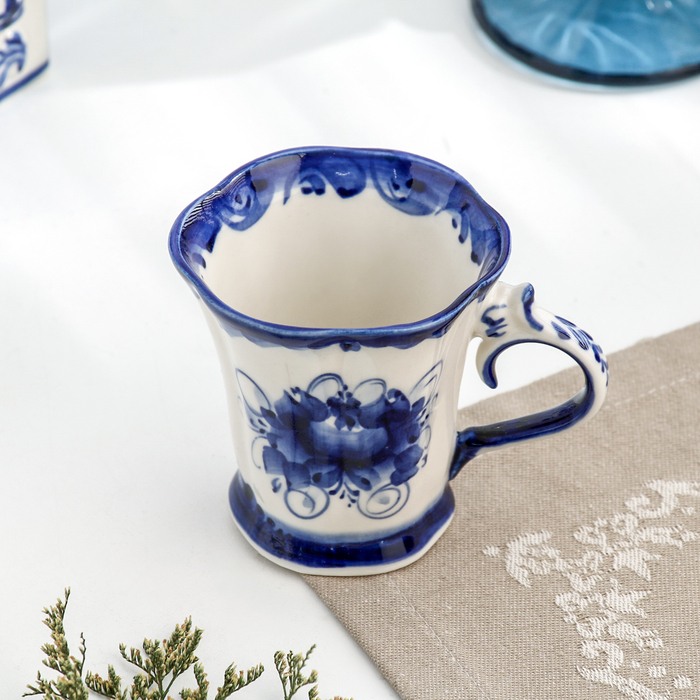 Кружка "Колокольчик", 120 мл, 8 см, гжель, фарфор