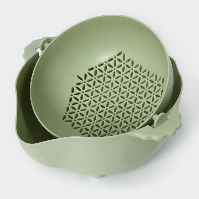 Дуршлаг кухонный с поддоном, 25×11,5 см, цвет МИКС Дуршлаг кухонный с поддоном, 25×11,5 см, цвет МИКС