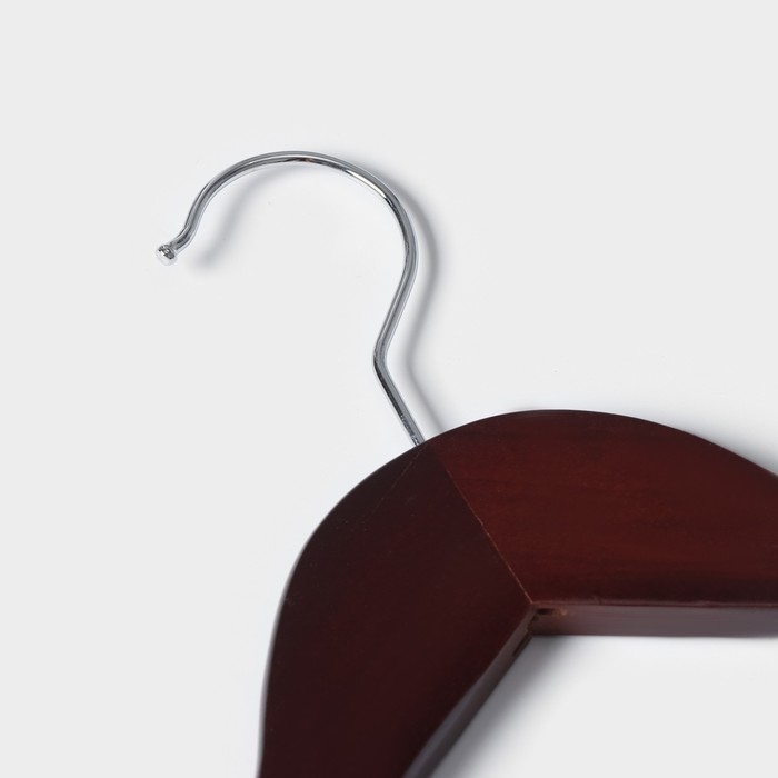 Плечики - вешалки для брюк и юбок Доляна, 44,5×24 см, 3 шт, с зажимами, деревянная сорт В, цвет коричневый Плечики - вешалки для брюк и юбок Доляна, 44,5×24 см, 3 шт, с зажимами, деревянная сорт В, цвет коричневый