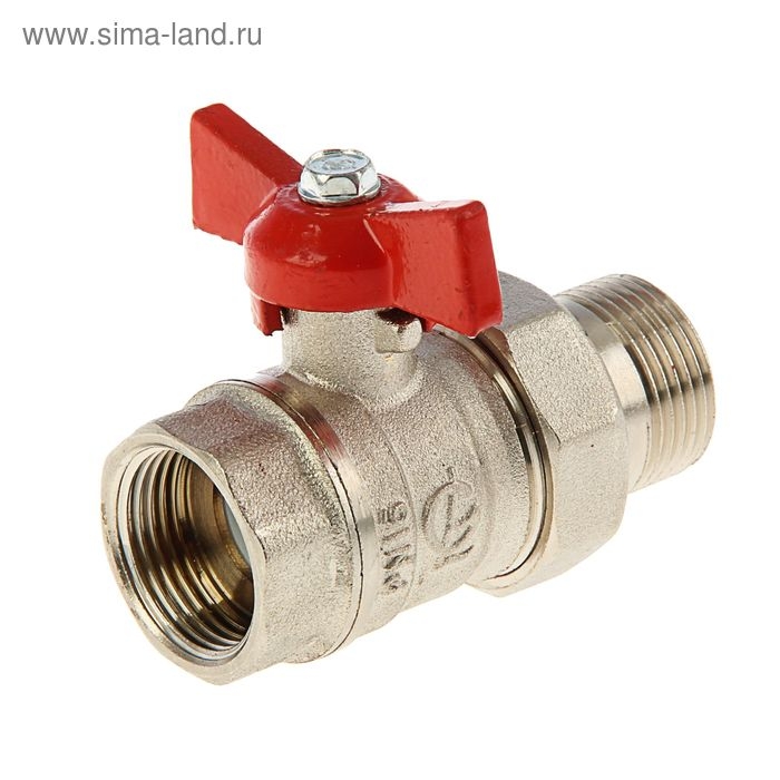 Кран шаровой Кран шаровой "ГАЛЛОП" DN-20 232, с американкой 3/4", "бабочка", никелированный