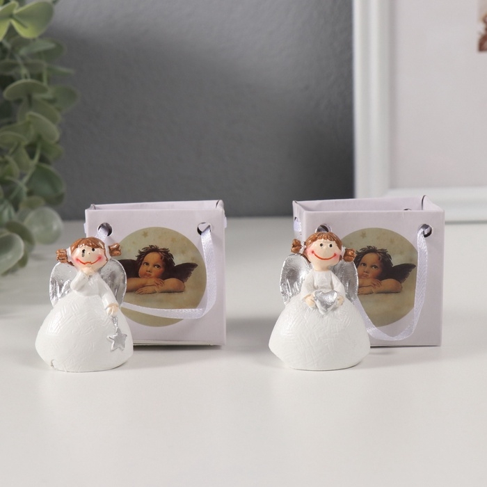 Сувенир полистоун Сувенир полистоун "Девочка ангел с двуми хвостиками" МИКС 2,6х4х5,5 см