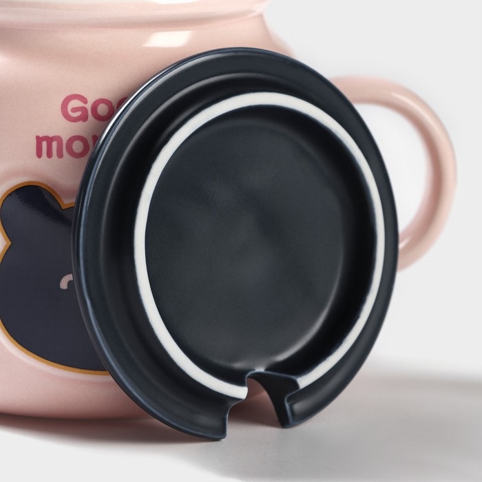 Кружка керамическая с ложкой &laquo;Доброе утро&raquo;, 450 мл, цвет розовый