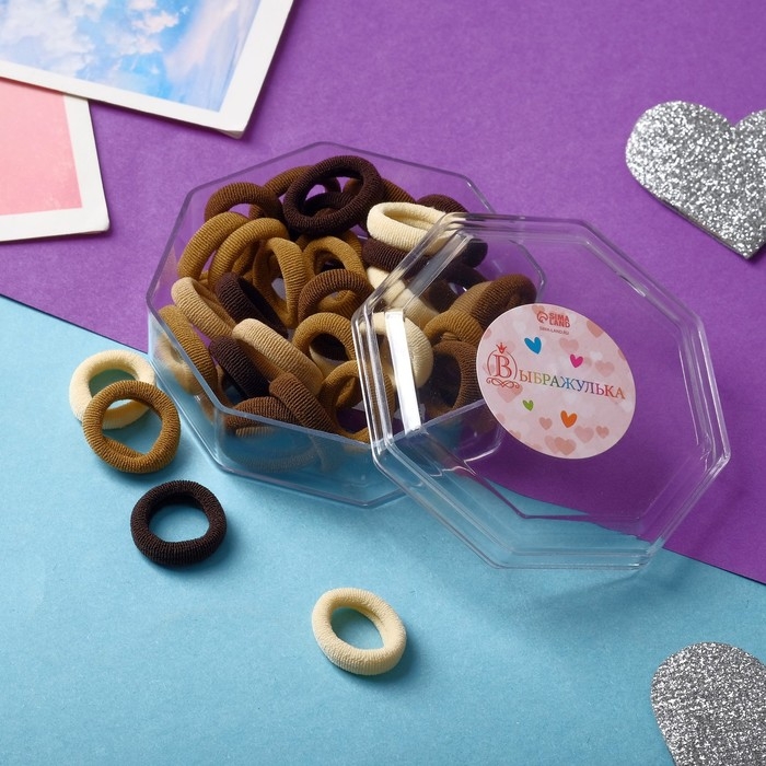 Резинка для волос Резинка для волос "Махрушка" (набор 40 шт) классика, 1,5 см, коричневые оттенки