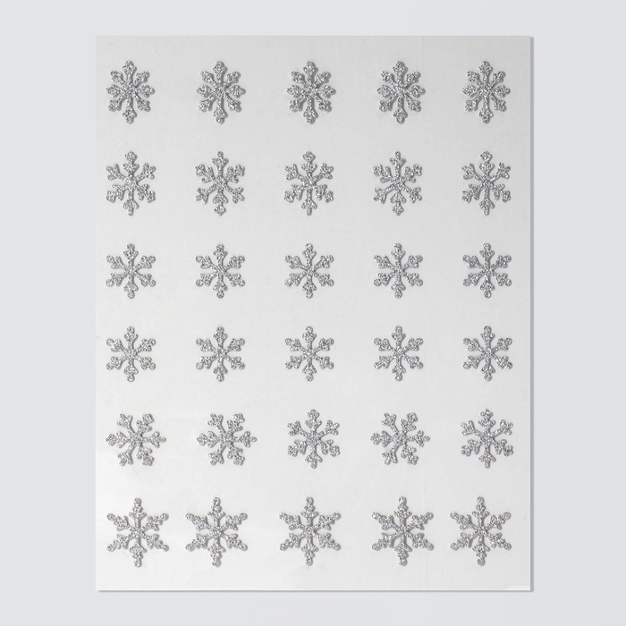 Новый год! Наклейки для ногтей «Снежинки»,с блёстками, цвет серебристый Новый год! Наклейки для ногтей «Снежинки»,с блёстками, цвет серебристый