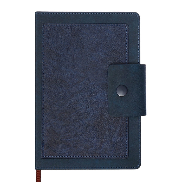 Ежедневник недатированный, А5, 140л, клетка, обл.кожзам, на кнопке, Синий Ежедневник недатированный, А5, 140л, клетка, обл.кожзам, на кнопке, Синий