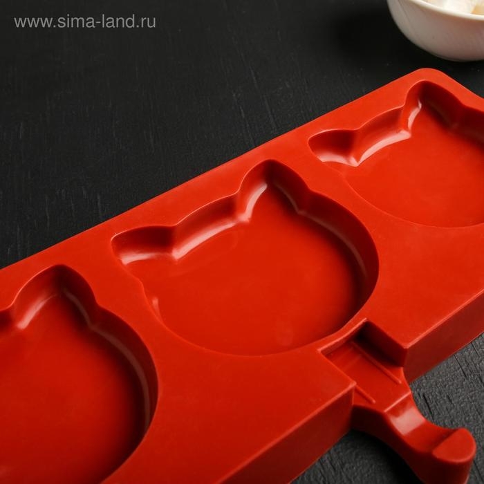 Форма для мороженого «Коты», силикон, 38×14,5×2,5 см, 4 ячейки, цвет белый Форма для мороженого «Коты», силикон, 38×14,5×2,5 см, 4 ячейки, цвет белый