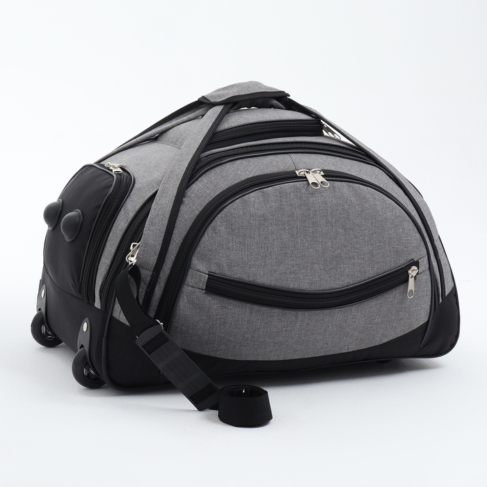 Сумка дорожная на колёсах, отдел на молнии, отдел для обуви, 3 наружных кармана, цвет чёрный/серый Сумка дорожная на колёсах, отдел на молнии, отдел для обуви, 3 наружных кармана, цвет чёрный/серый