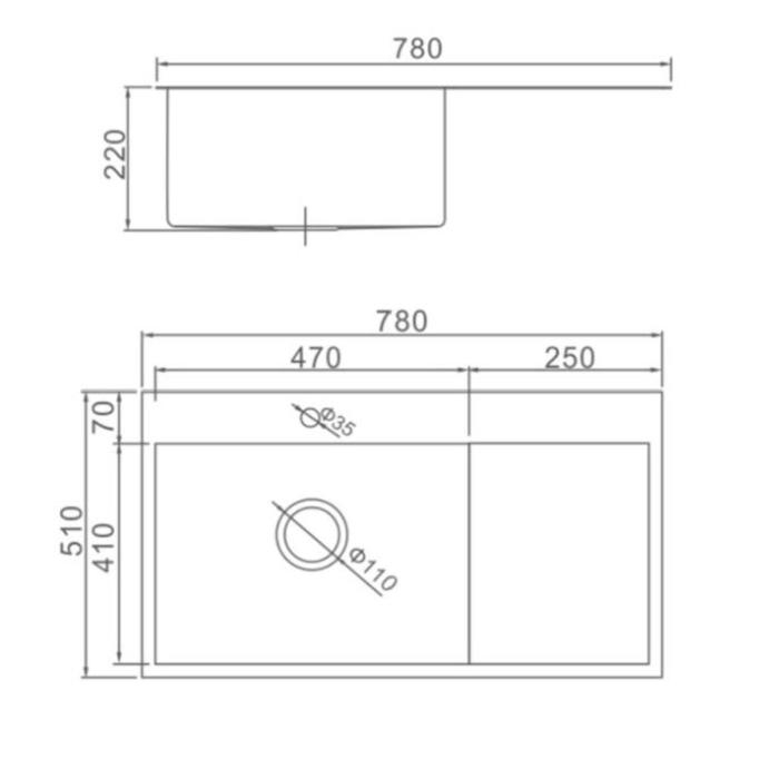 Мойка кухонная AFLORN AF97851F-L, врезная, левая, S=3,0 и 0,8 мм, 78х51х22 см, сифон, графит Мойка кухонная AFLORN AF97851F-L, врезная, левая, S=3,0 и 0,8 мм, 78х51х22 см, сифон, графит