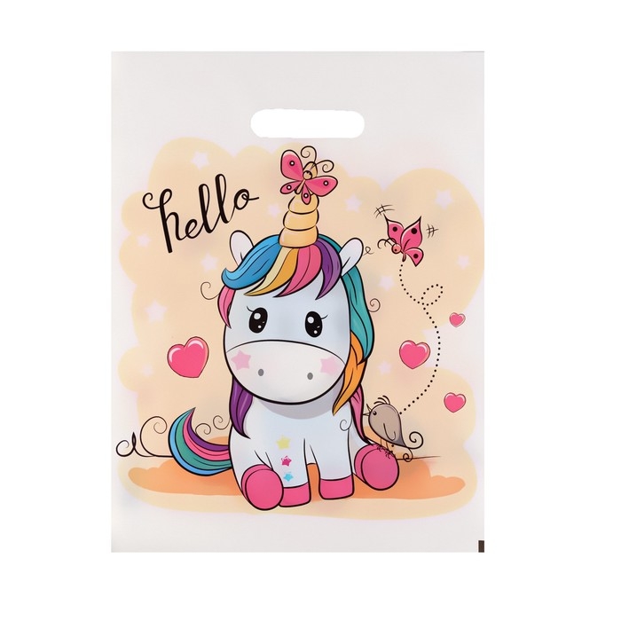Пакет Пакет "Единорожка", полиэтиленовый с вырубной ручкой, 30х40 см, 50 мкм, набор 5 шт