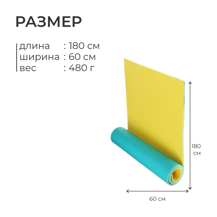 Коврик туристический Tourist, 180х60х0.8 см, цвет МИКС Коврик туристический Tourist, 180х60х0.8 см, цвет МИКС