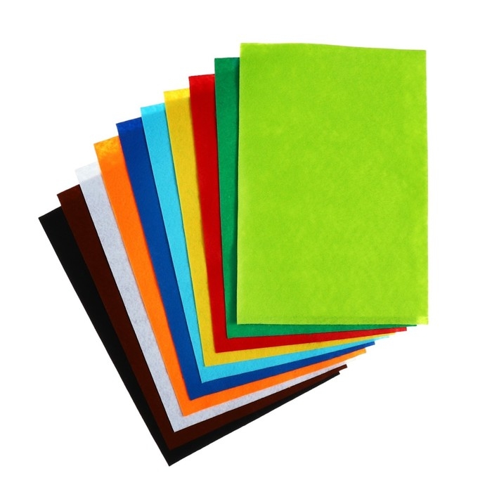 Фетр цветной набор, толщина-2 мм, формат А4, мягкий, 10 листов, 10 цветов, яркие цвета Фетр цветной набор, толщина-2 мм, формат А4, мягкий, 10 листов, 10 цветов, яркие цвета