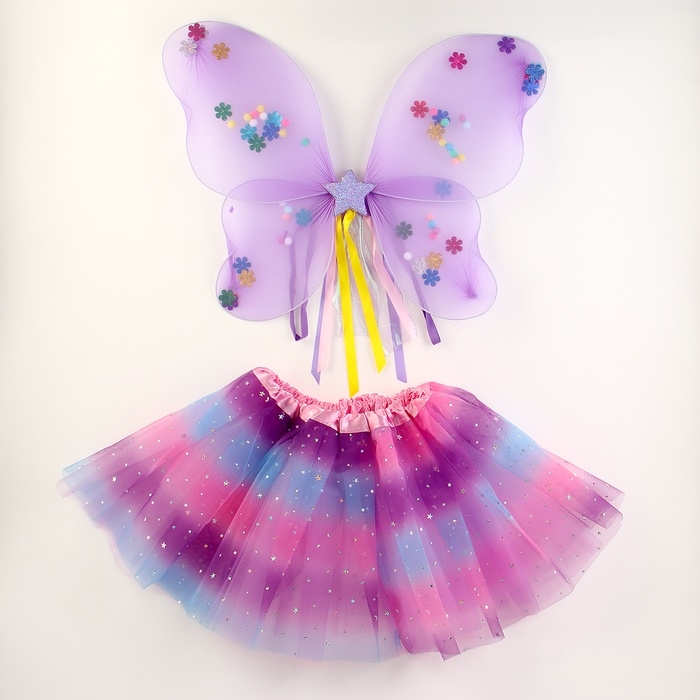 Карнавальный набор  Карнавальный набор "Бабочка" 2 предмета: юбка, крылья. цвет фиолетовый