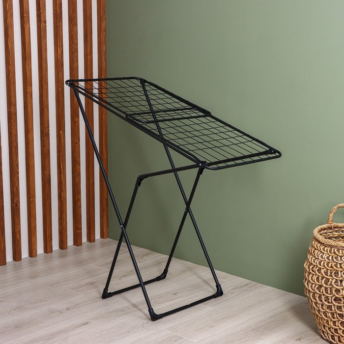 Сушилка для белья напольная складная, рабочая длина 20 м, высота от пола 95 см, ширина 54 см, цвет чёрный