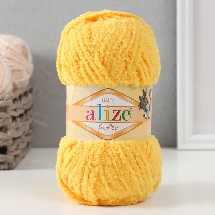 Пряжа Пряжа "Softy" 100% микрополиэстер 115м/50гр (216 жёлтый)