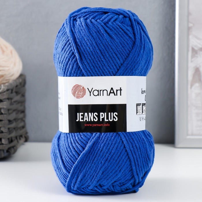 Пряжа  Пряжа "Jeans plus" 55% хлопок, 45% акрил 160м/100гр (47 василек)