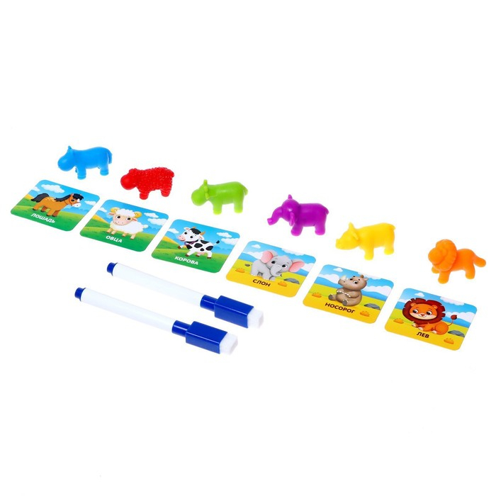 Развивающий набор «Умные зверята», сортер, задания на карточках, маркер Развивающий набор «Умные зверята», сортер, задания на карточках, маркер