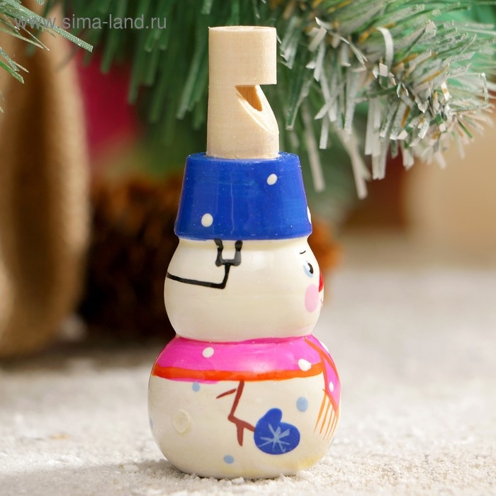 Свистулька «Снеговик», 3х7 см, микс, ручная роспись Свистулька «Снеговик», 3х7 см, микс, ручная роспись