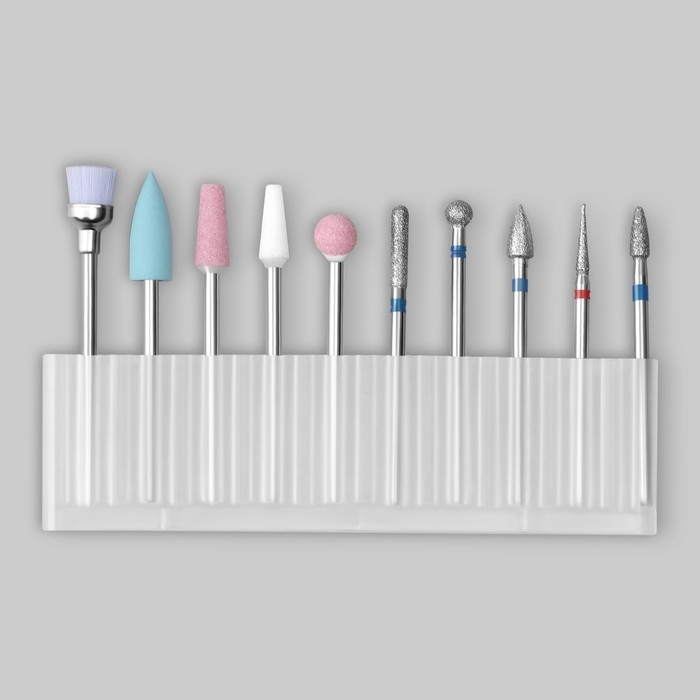 Фрезы для маникюра в пластиковом органайзере, 10 шт Фрезы для маникюра в пластиковом органайзере, 10 шт