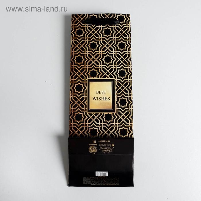 Пакет подарочный ламинированный под бутылку, упаковка, «Best wishes», 13 x 36 x 10 см Пакет подарочный ламинированный под бутылку, упаковка, «Best wishes», 13 x 36 x 10 см