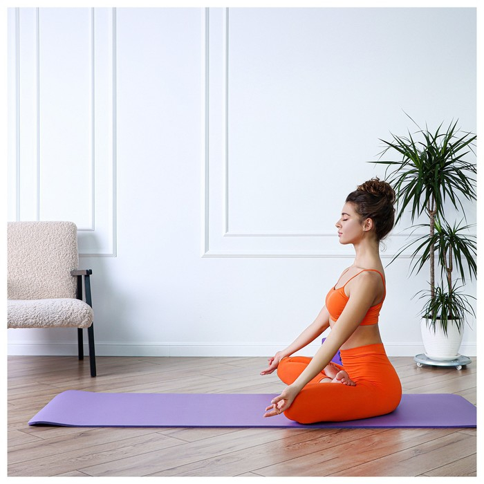 Коврик для йоги Sangh, 183×61×1 см, цвет фиолетовый Коврик для йоги Sangh, 183×61×1 см, цвет фиолетовый