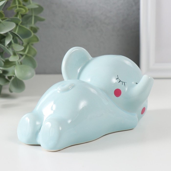 Копилка керамика Копилка керамика "Спящий голубой слонёнок" 16х8х7,5 см