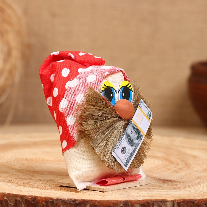 Оберег «Домовой с долларами», будьте здоровы, 10 см, микс Оберег «Домовой с долларами», будьте здоровы, 10 см, микс