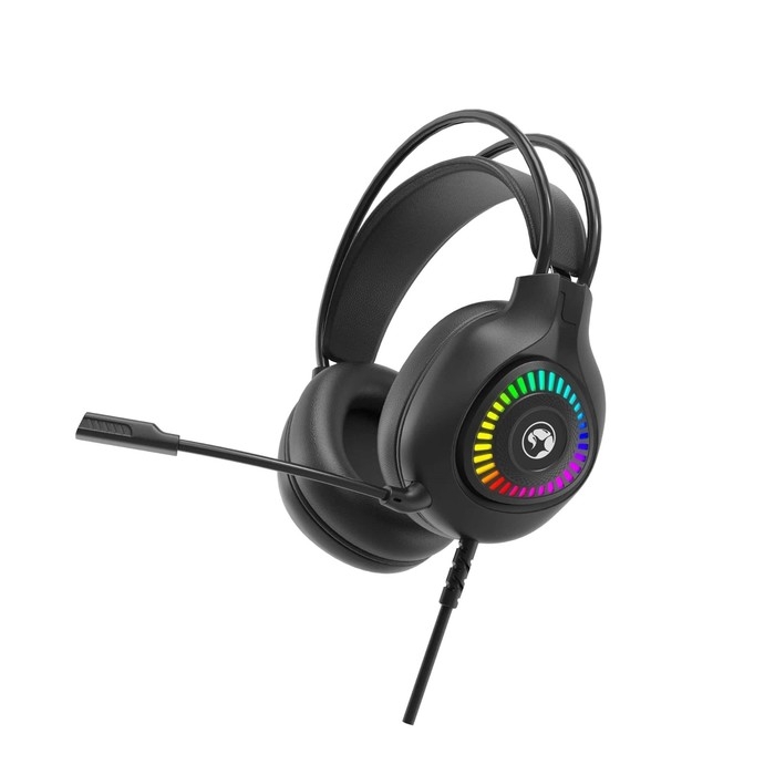 Наушники Marvo H8325, игровые, полноразмерные, микрофон, USB + 3,5 мм, 2 м, RGB, чёрные Наушники Marvo H8325, игровые, полноразмерные, микрофон, USB + 3,5 мм, 2 м, RGB, чёрные