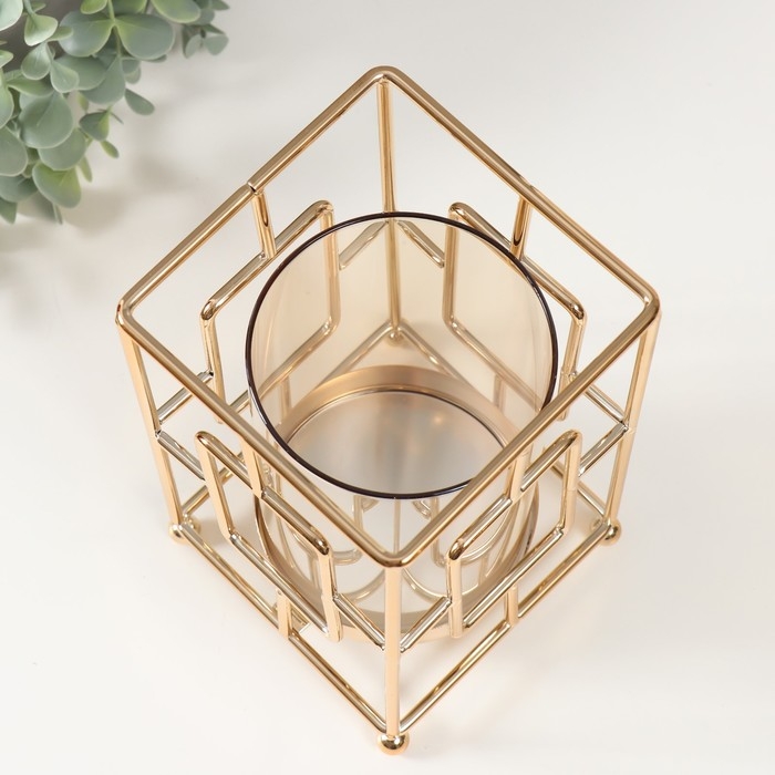 Подсвечник металл Подсвечник металл "Цинна" золото d=9,5см 12х12х21 см