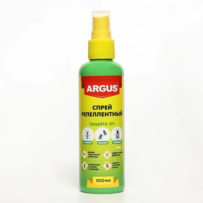 Спрей репеллентный от комаров, мошек, слепней, флакон  Спрей репеллентный от комаров, мошек, слепней, флакон "Argus",  100 мл