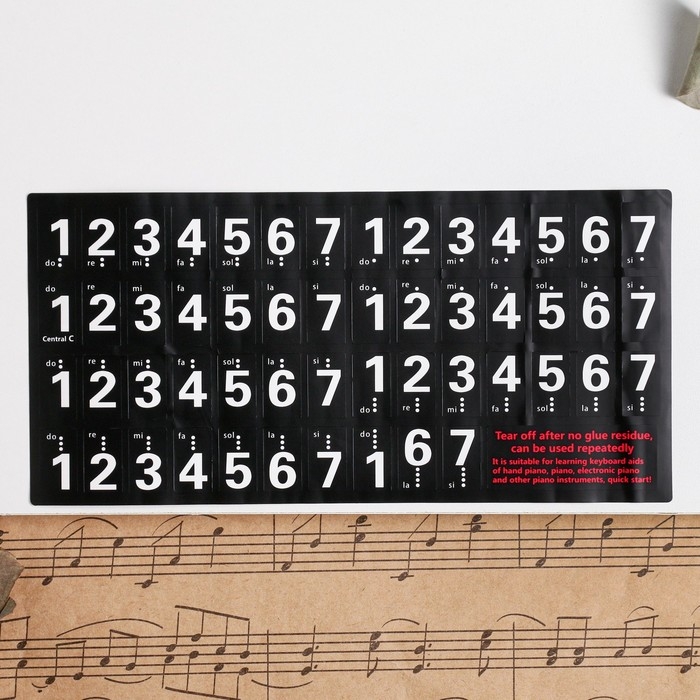 Наклейки на клавиши пианино 4 х 0,8 см, цветные, 88 клавиш, прозрачные Наклейки на клавиши пианино 4 х 0,8 см, цветные, 88 клавиш, прозрачные