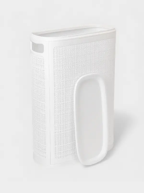 Плетёная корзина для белья с крышкой &laquo;Лён&raquo;, 45 л, 43&times;20&times;60 см, белая