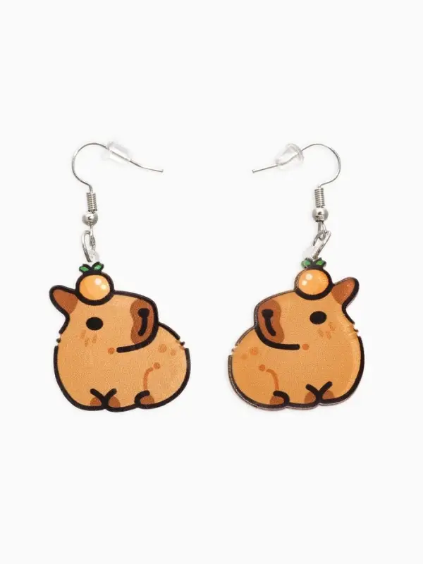 Серьги акриловые &laquo;Капибара&raquo;, коричневые