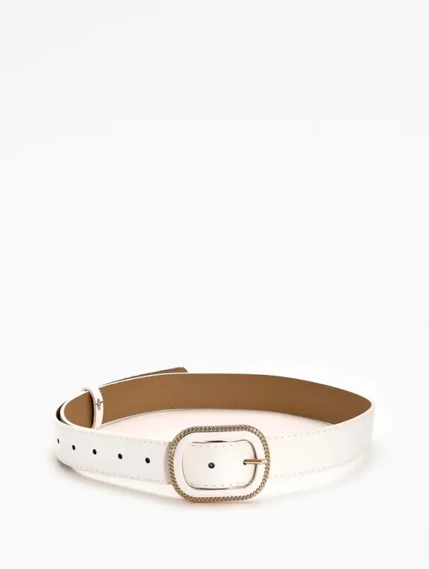 Ремень женский, 110&times;3 см, пряжка пластик, золотистая, белый