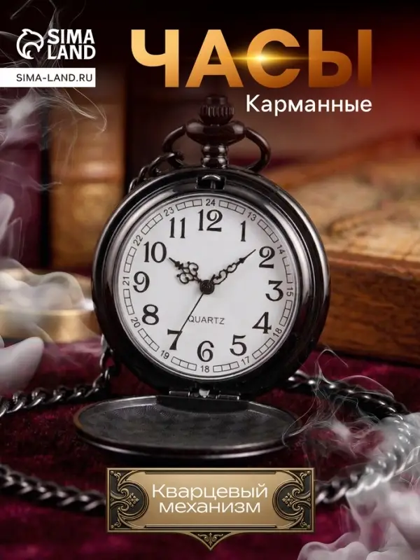 Часы карманные &laquo;Классика&raquo;, кварцевые, длина цепочки 40 см, циферблат d=4.5 см, под гравировку