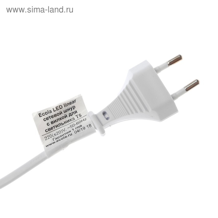 Шнур сетевой Ecola LED linear, для светильника T5 с вилкой, 1 м Шнур сетевой Ecola LED linear, для светильника T5 с вилкой, 1 м