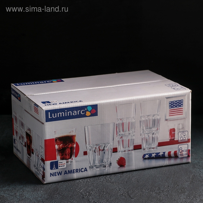 Набор высоких стеклянных стаканов New America, 350 мл, 6 шт Набор высоких стеклянных стаканов New America, 350 мл, 6 шт