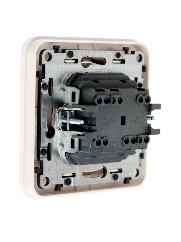 Выключатель проходной, серия "Circular", 10 А, 2 кл., скрытый, белый, серебристая рамка