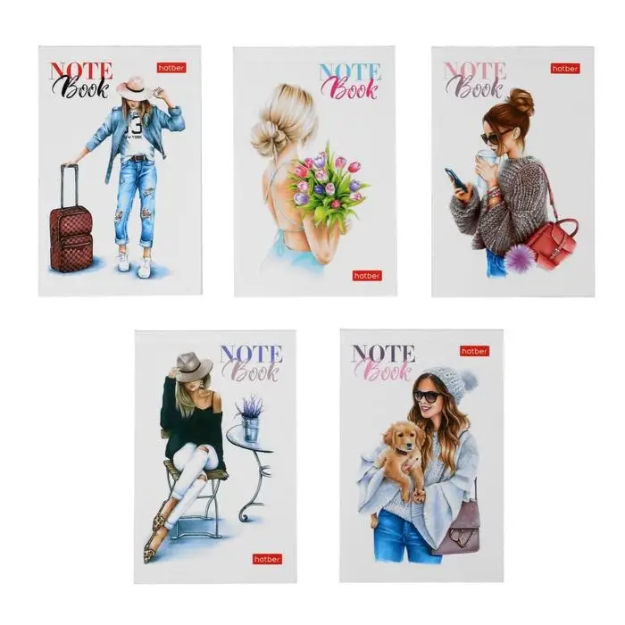 Блокнот А7, 48 листов, в клетку, на склейке, Happy time, обложка мелованный картон, глянцевая ламинация, трёхцветный блок, МИКС Блокнот А7, 48 листов, в клетку, на склейке, Happy time, обложка мелованный картон, глянцевая ламинация, трёхцветный блок, МИКС