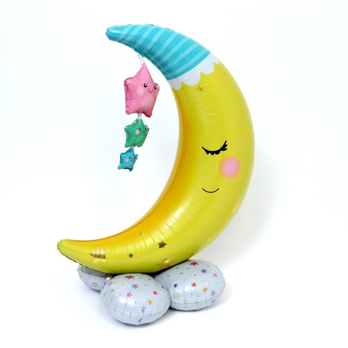 Шар воздушный фольгированный 62 Шар воздушный фольгированный 62" «Месяц. Звёзды», фигура, под воздух