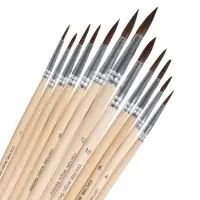 Набор кистей для рисования, белка, 12 штук: № 1, 2, 3, 4, 5, 6, 7, 8, 9, 10, 11, 12, круглые, деревянная ручка, международный размер