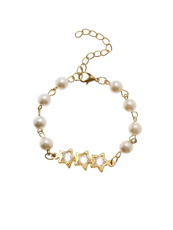 Браслет жемчуг Браслет жемчуг "Кристаллики" форма микс, цвет белый в золоте