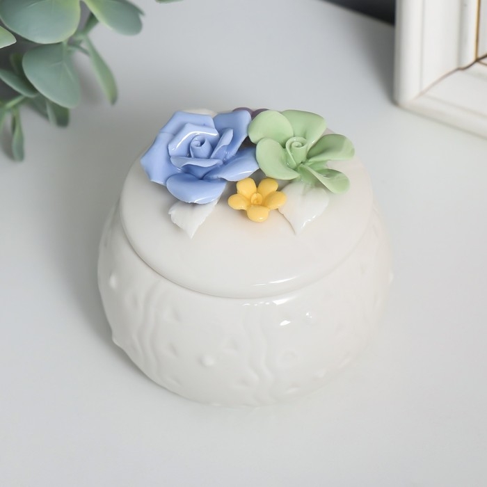 Шкатулка керамика Шкатулка керамика "Розы с лепестками" МИКС 7,5х7,5х7,5 см